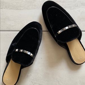 Marc Fisher Black Velvet Mules with studs